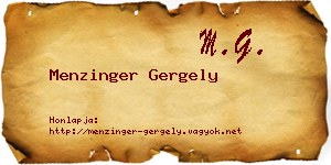 Menzinger Gergely névjegykártya